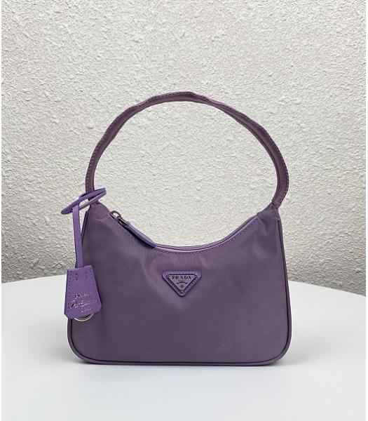 Prada Re-Edition 2000 Lavender Purple Nylon Mini Hobo Bag