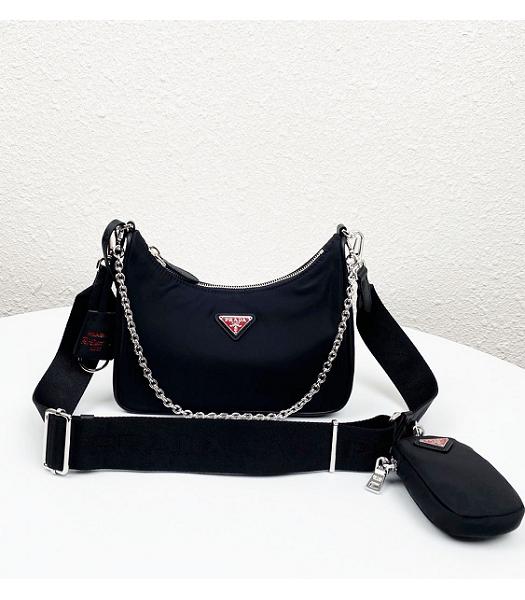 Prada Re-Edition 2005 Black Original Nylon Mini Hobo Bag