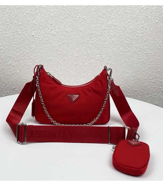 Prada Re-Edition 2005 Red Original Nylon Mini Hobo Bag