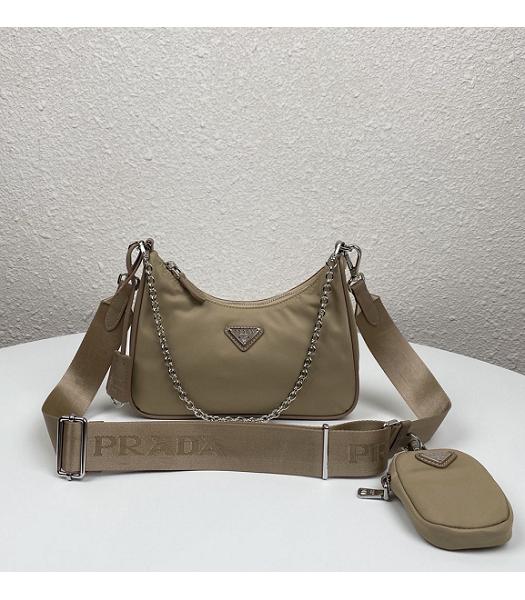 Prada Re-Edition 2005 Apricot Original Nylon Mini Hobo Bag