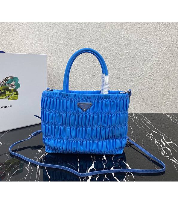 Prada Blue Original Embossed Nylon Tote Bag