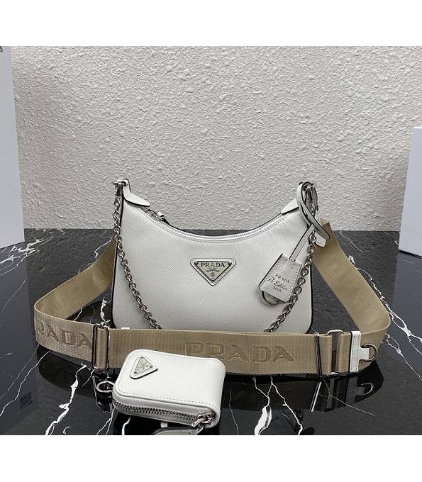 Prada Re-Edition 2005 White Original Cross Veins Leather Mini Hobo Bag