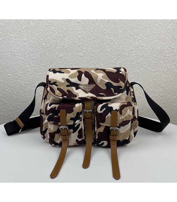 Prada Saffiano Brown Original Camouflage Nylon Shoulder Bag