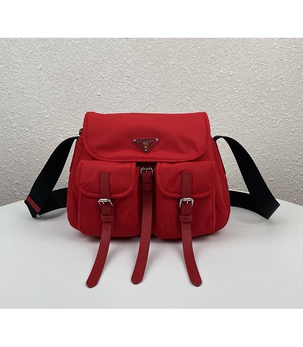 Prada Saffiano Red Original Nylon Shoulder Bag