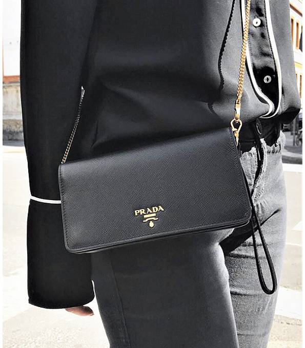 Prada Saffiano Black Original Cross Veins Leather Mini Bag