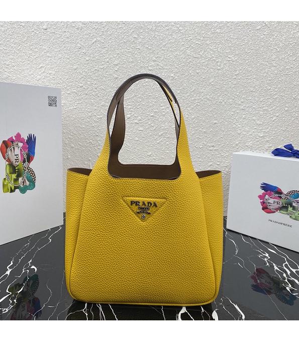 Prada Yellow Original Soft Calfskin Leather Bucket Bag