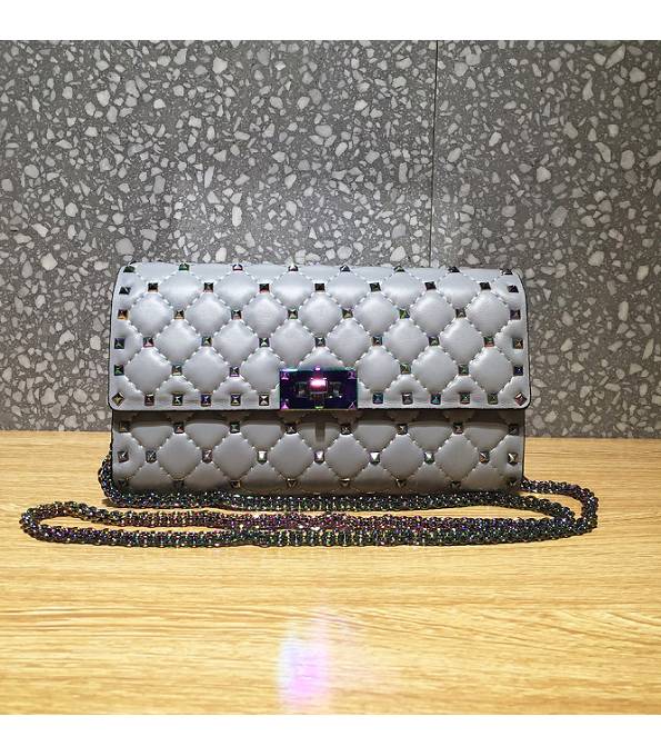 Valentino Rockstud Spike Colors Chain Rivet Grey Imported Calfskin Leather Crossbody Bag