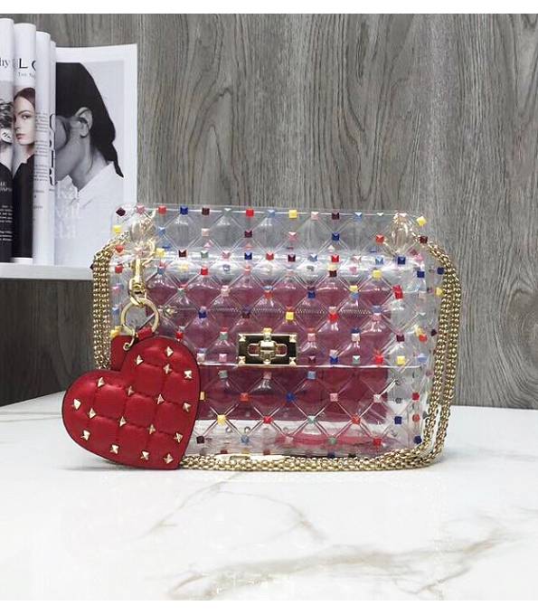 Valentino Garavani Rockstud Spike Transparent Original PVZ Colors Rivet 20cm Shoulder Bag