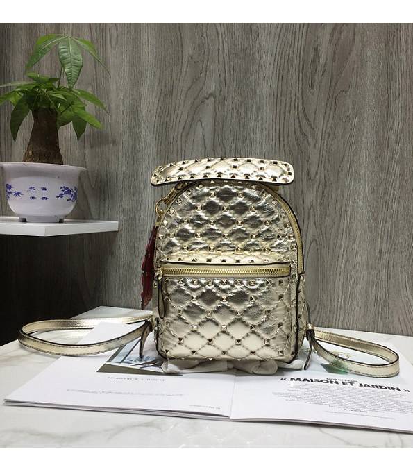 Valentino Garavani Rockstud Spike Golden Original Wrinkled Lambskin Mini Backpack