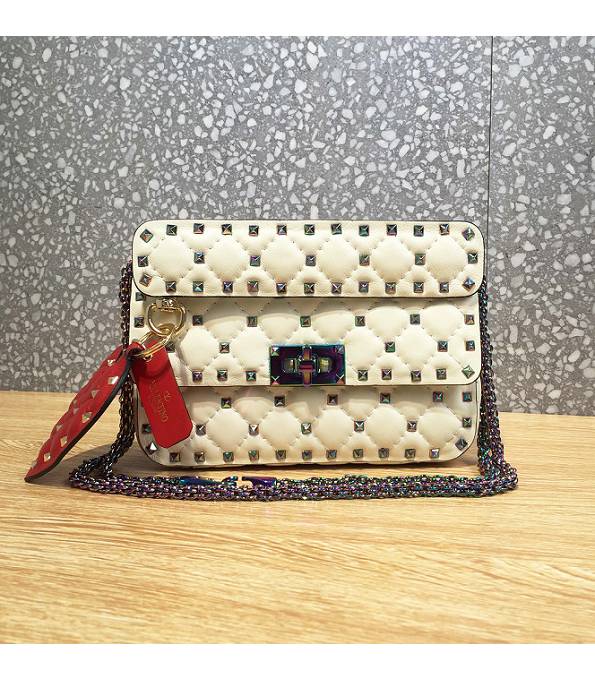 Valentino Garavani Rockstud Spike White Original Lambskin Colors Rivet 20cm Shoulder Bag