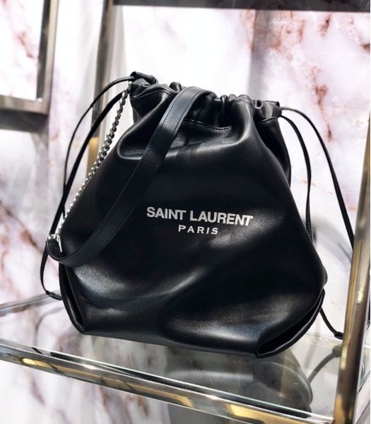 YSL Black Original Lambskin Bucket Bag