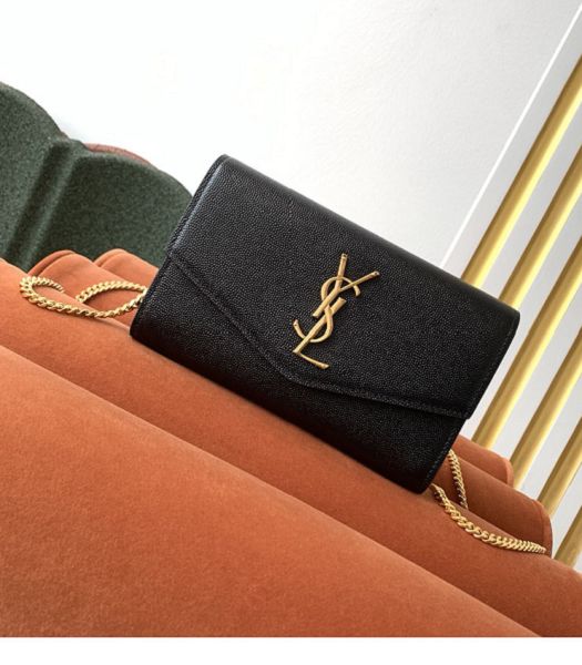 YSL Uptown Black Original Caviar Leather Wallet On Chain