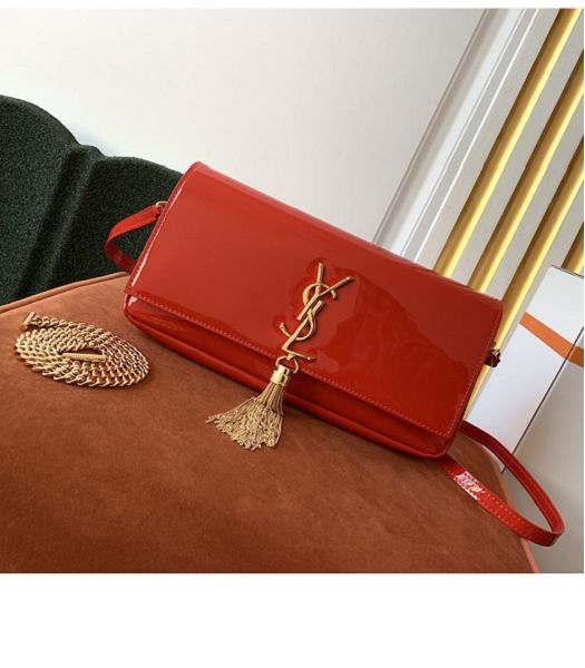 YSL Kate 99 Red Original Patent Leather Golden Tassel Shoulder Bag