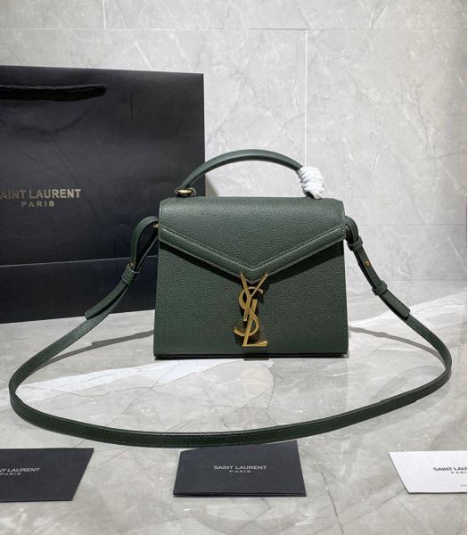 YSL Cassandra Green Original Caviar Leather Golden Metal Mini Top Handle Bag