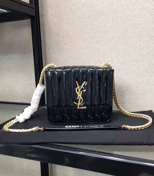 YSL Vicky Black Original Matelasse Lambskin Golden Metal Small Shoulder Bag