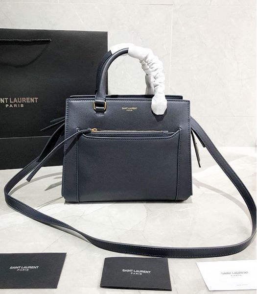 YSL East Side Dark Blue Original Real Leather Small Tote Bag