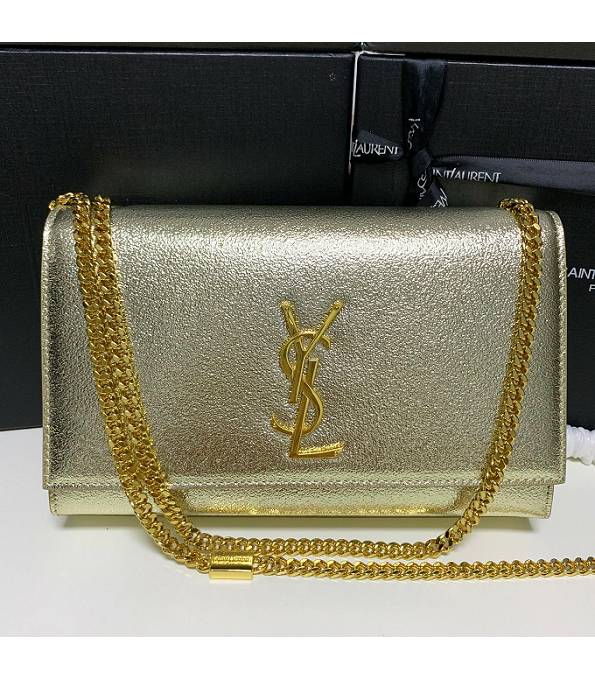 YSL Golden Original Diamond Veins Shiny Calfskin Leather Golden Chain 24cm Small Shoulder Bag