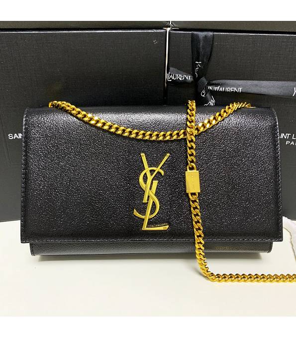 YSL Black Original Diamond Veins Calfskin Leather Golden Chain 24cm Small Shoulder Bag