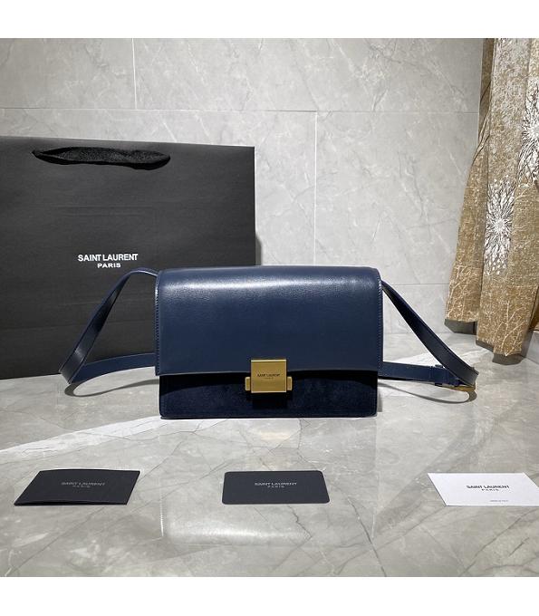 YSL Medium Bellechasse Blue Original Scrub With Calfskin Golden Metal 24cm Crossbody Bag