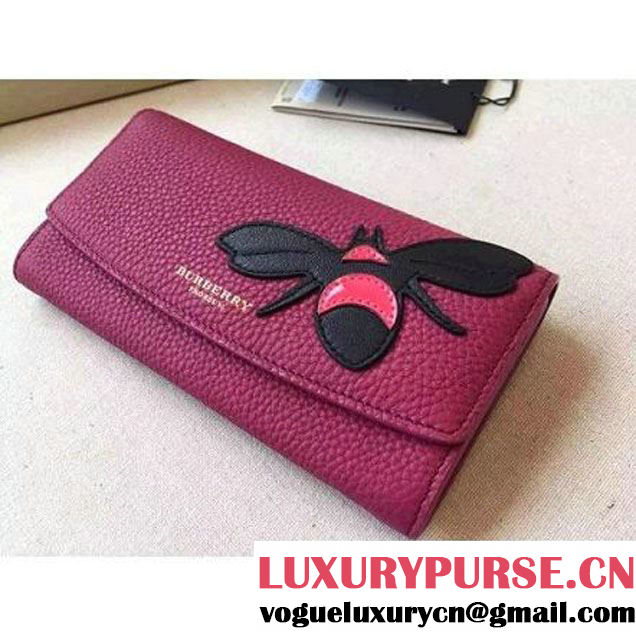 Burberry Bee Detail Leather Continental Wallet Fuchsia 39735461 (2A016-083120 )