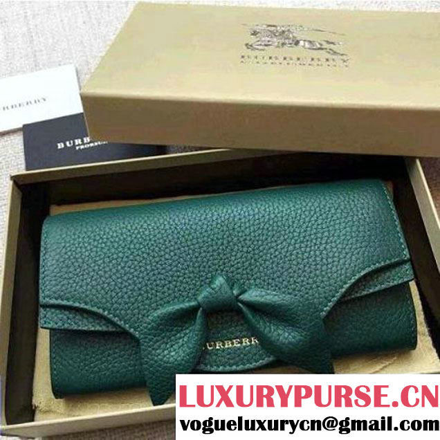 Burberry Grained Calfskin Bow Wallet Green (2A016-6030301 )