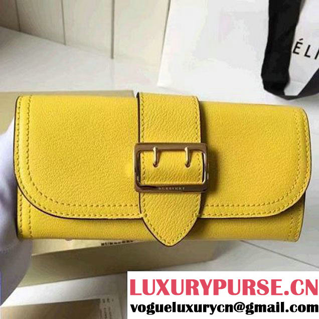 Burberry Textured Leather Continental Wallet with Buckle 40224271 Yellow 2016 (2A016-6082630 )