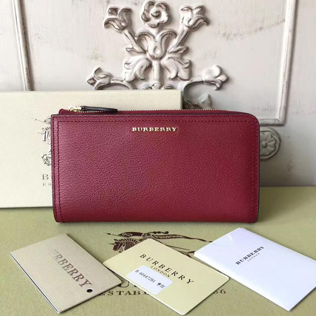 Burberry Trench Zippy Wallet Calfskin Leather Spring Summer 2017 Collection Burgundy