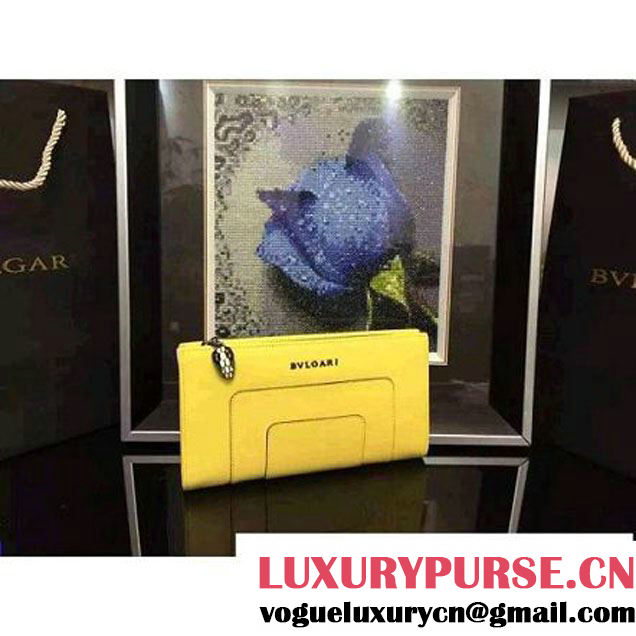 Bvlgari Calf Leather Serpenti Forever Floded Zip Wallet Yellow (BGJ-121624 )