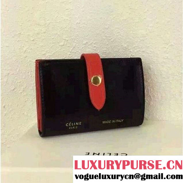 Celine Mini Strap Large Multifunction In Black/Red Calfskin (1A021-120906 )