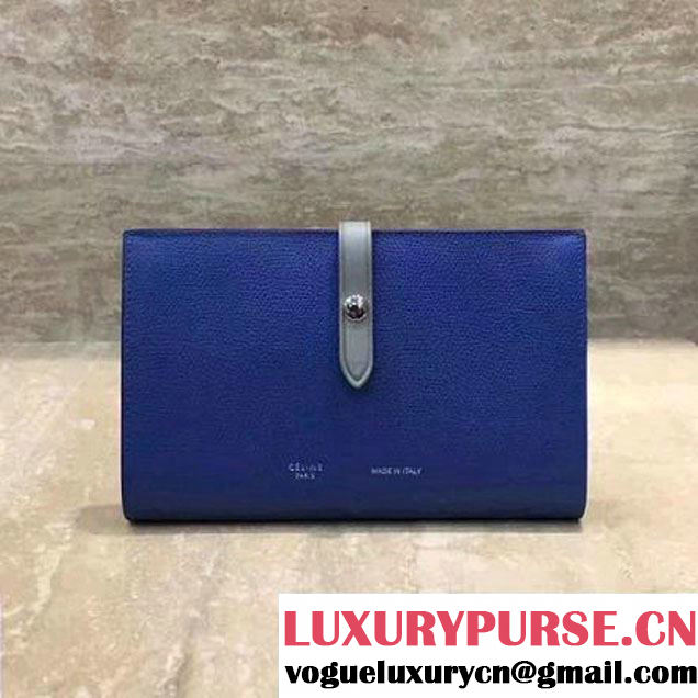 Celine Strap Grained Calfskin Large Multifunction Wallet Blue/Light Blue 2017 (1A021-7050307 )