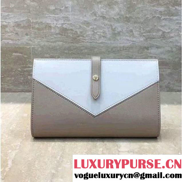 Celine Strap Smooth Chevron Calfskin Large Multifunction Wallet White/Beige 2017 (1A021-7050310 )