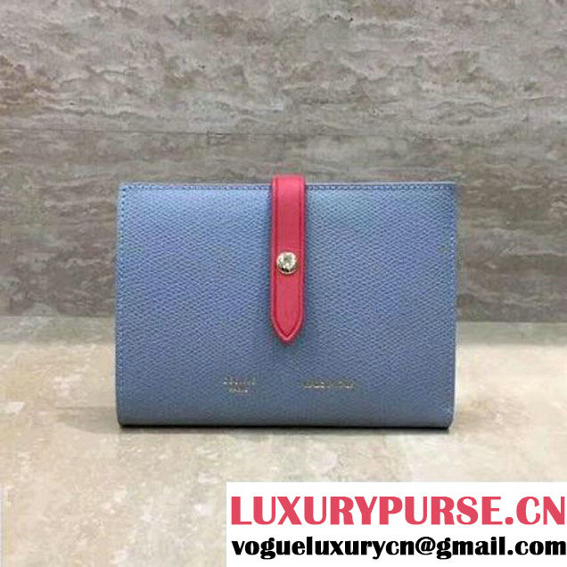 Celine Strap Grained Calfskin Medium Multifunction Wallet Washed Blue/Red 2017 (1A021-7050313 )