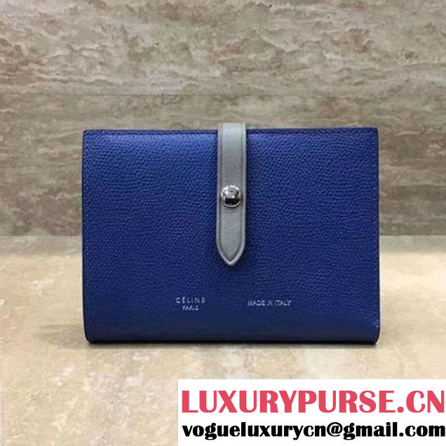 Celine Strap Grained Calfskin Medium Multifunction Wallet Blue/Light Blue 2017 (1A021-7050324 )