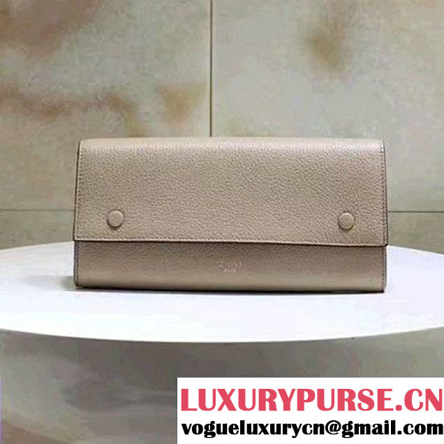 Celine Large Flap Multifunction Wallet in Baby Drummed Calfskin Apricot 2017 (1A021-7072518 )