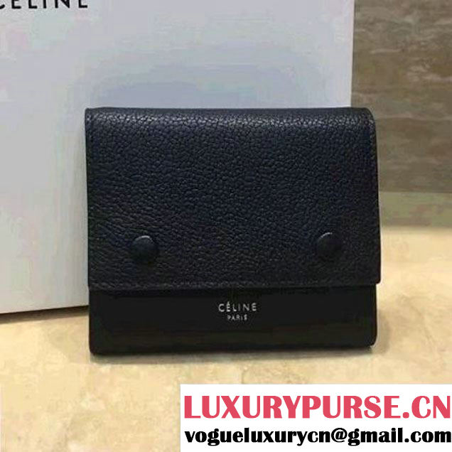 Celine Small Folded Multifunction in Baby Drummed Calfskin Black/Yellow 2017 (1A021-7072524 )