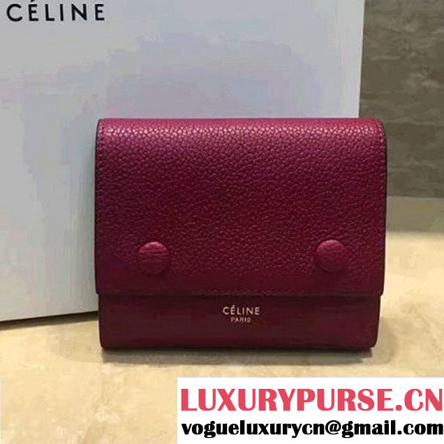 Celine Small Folded Multifunction in Baby Drummed Calfskin Plum 2017 (1A021-7072526 )