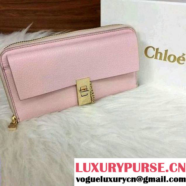 Chloe Grainy Calfskin Wallet with Zipper Light Pink (1b022-6012037 )