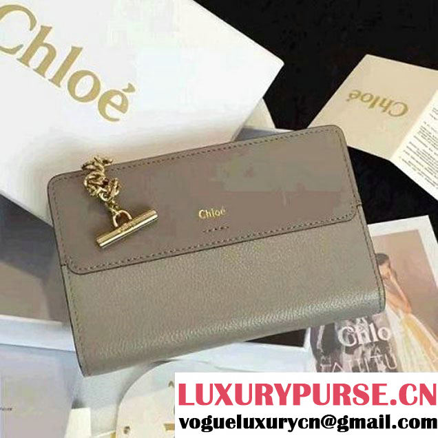 Chloe Joe Grained & Smooth Calfskin Fold Zipped Wallet 3P0696 Etoupe 2016 (2A137-6092315 )