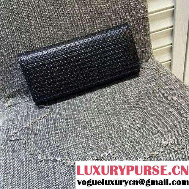 Dior Lady Dior Croisiere Wallet Black Metallic Champagne Perforated Calfskin 2016 (XXG-6031902 )