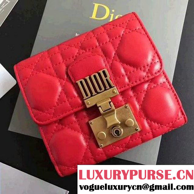 Dior French "Dioraddict" Flap Wallet in Cannage Lambskin Red 2017 (2B009-7091441 )