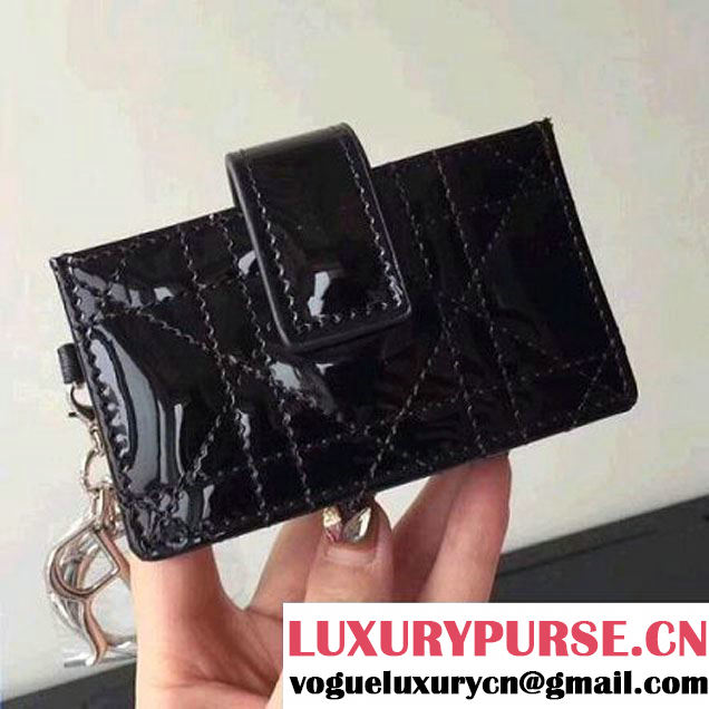 Dior Lady Dior Eden Wallet in Patent Calfskin Black 2018 (XXG-8030623 )