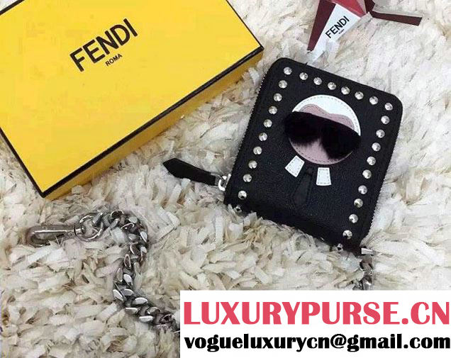 Fendi Black Studded Karlito Pouch Bag 2015