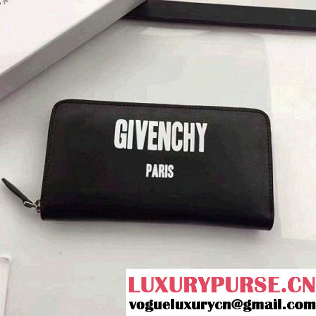 Givenchy Long Zip Around Wallet In Black Leather With Givenchy Print 2017 (YZ-7032326 )