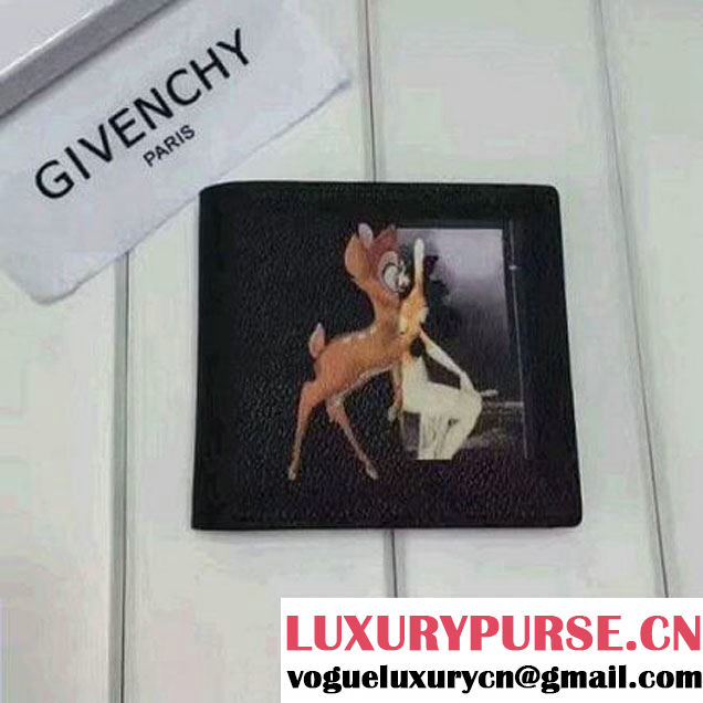 Givenchy Mini Forded Wallet In Black Leather With Bambi and Girl Print (YS-7032405 )