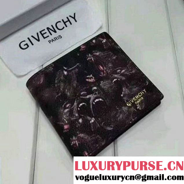 Givenchy Mini Forded Wallet In Black Leather With Orangutans Print (YS-7032408 )