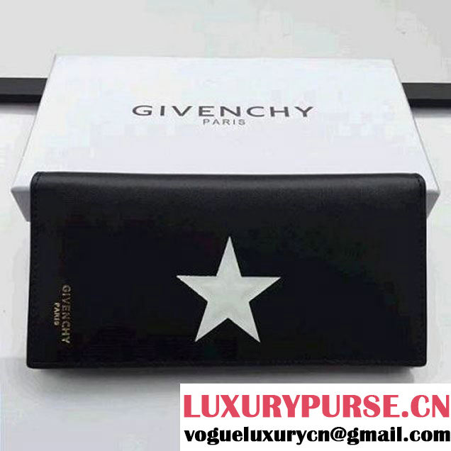 Givenchy Long Forded Wallet In Black Leather With White Star Print (YS-7032413 )