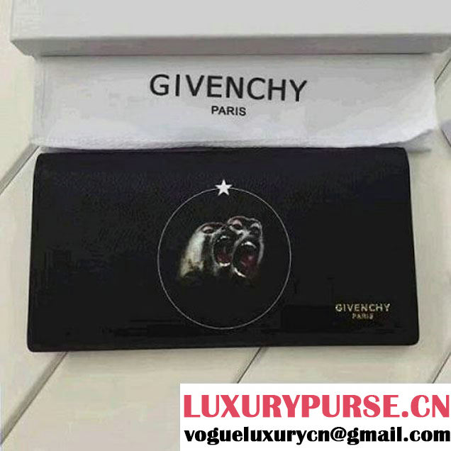 Givenchy Long Forded Wallet In Black Leather With Orangutan Print (YS-7032414 )