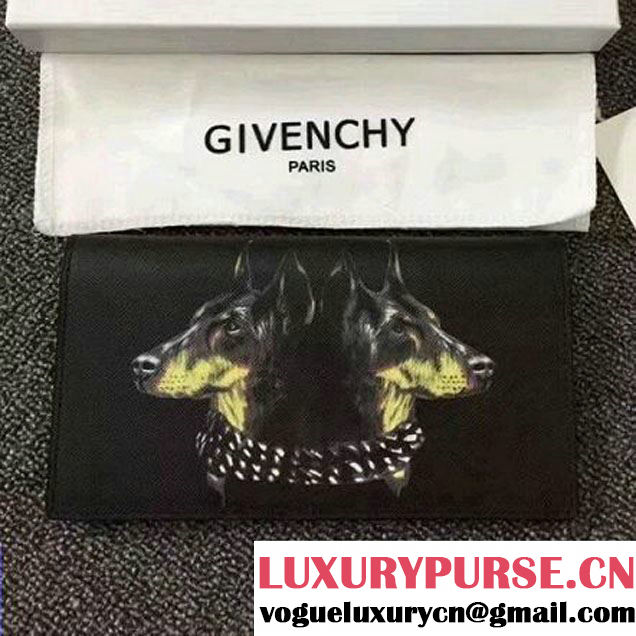 Givenchy Long Forded Wallet In Black Leather With Dogs Print (YS-7032420 )