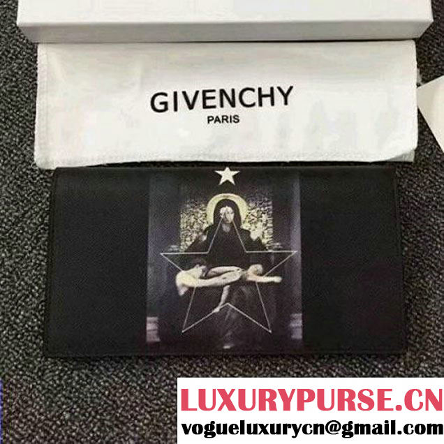 Givenchy Long Forded Wallet In Black Leather With The Madonna Print (YS-7032421 )