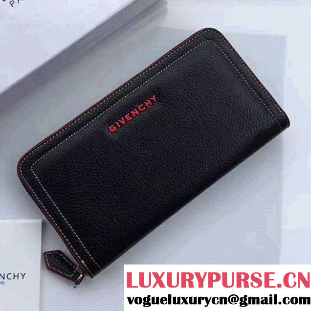 Givenchy Long Zip Around Wallet In Black Leather With Red Details 2017 (YS-7032437 )